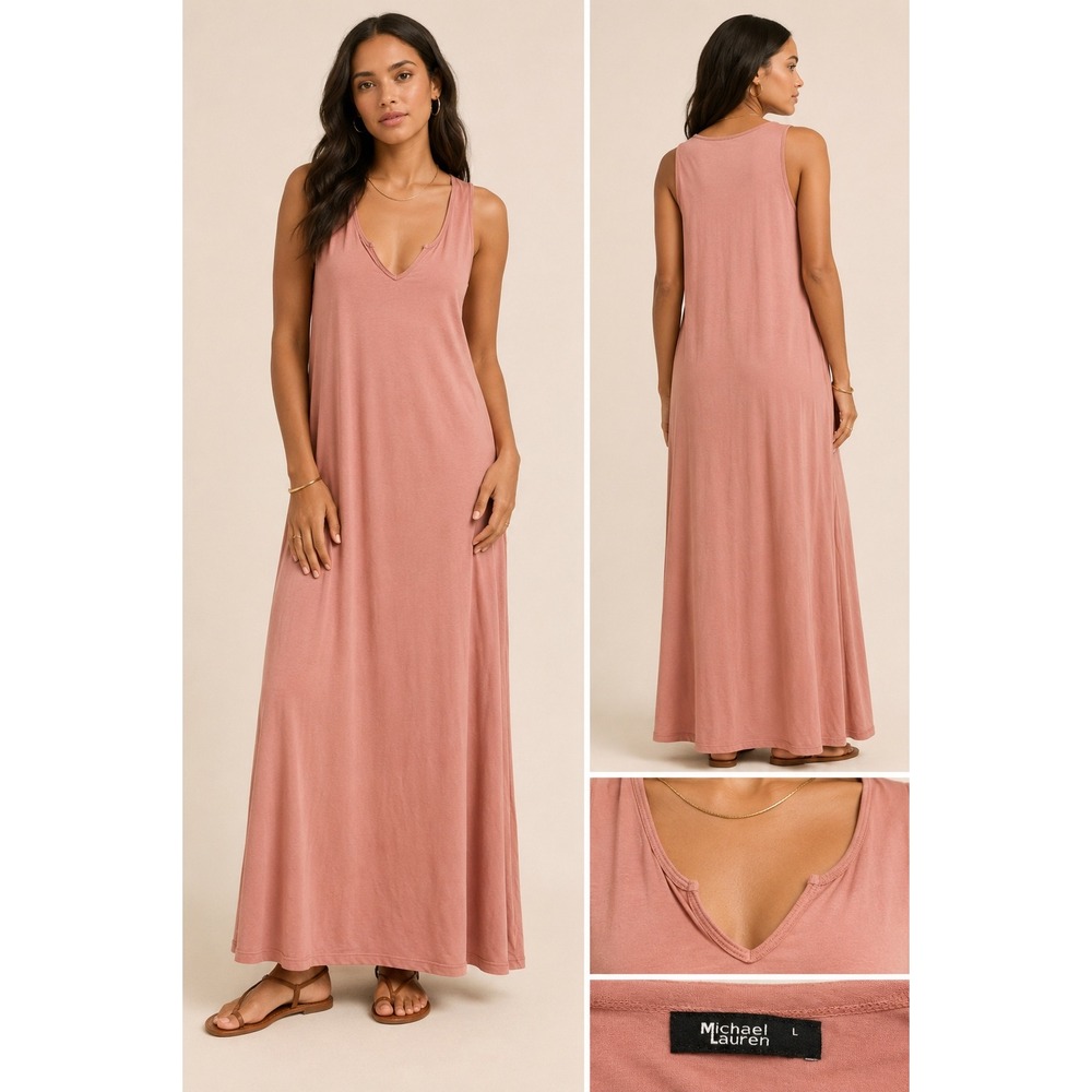 Michael Lauren for Revolve Dusty Rose Maxi Tank Dress Size L Soft Stretch Boho